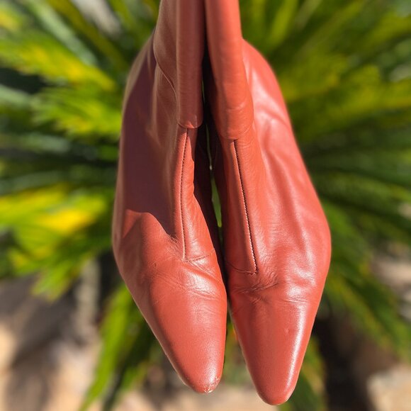 Bijoux Leather Ankle Heeled Booties - Cognac - Size 9 - Picture 4 of 11